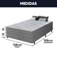 Cama Box Casal + Colchão Com Massageador Espuma D33 Função Ortopédica 138x188cm Cinza - 3