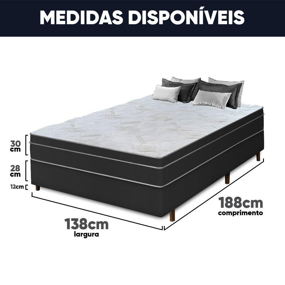 Cama Box Casal + Colchão Com Massageador Espuma D33 Função Ortopédica 138x188cm Preto - 7