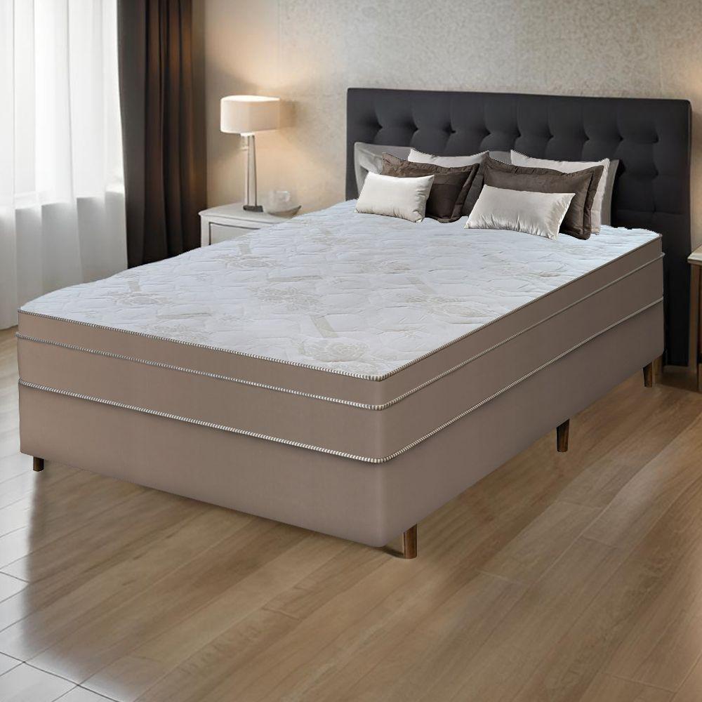 Cama Box Casal + Colchão Com Massageador Espuma D33 Função Ortopédica 138x188cm Bege - 2