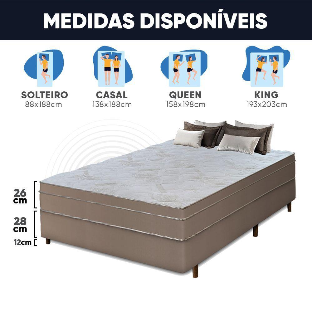 Cama Box Casal + Colchão Com Massageador Espuma D33 Função Ortopédica 138x188cm Bege - 7