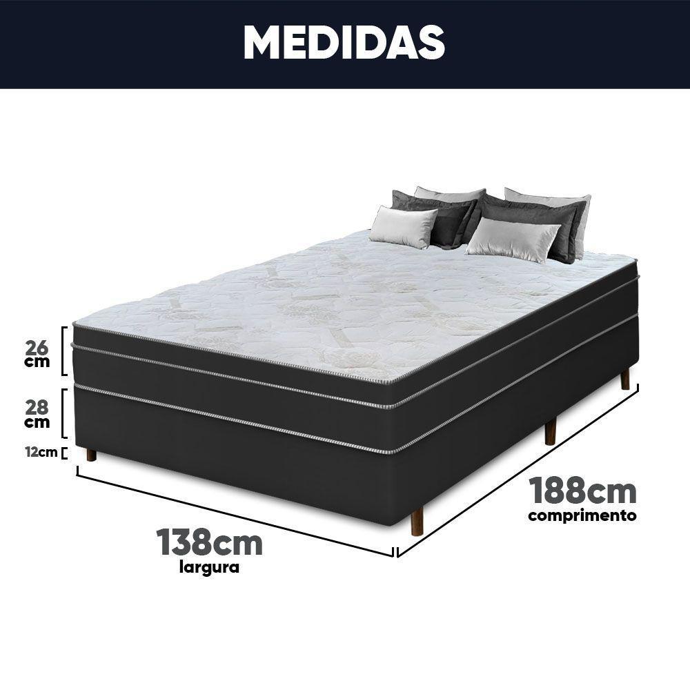 Cama Box Casal + Colchão Com Massageador Espuma D33 Função Ortopédica 138x188cm Preto - 3