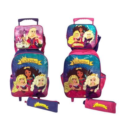 Kit Mochila Infantil Escolar Com 3 Peças Princesas Rosa-roxo Volta As Aulas