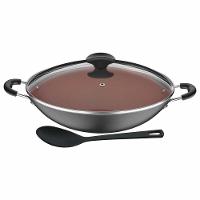 Wok Tramontina Vermont Em Alumínio Antiaderente Starflon Max Com Tampa Grafite 32 Cm 4,5 L - 1