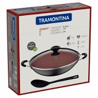 Wok Tramontina Vermont Em Alumínio Antiaderente Starflon Max Com Tampa Grafite 32 Cm 4,5 L - 5