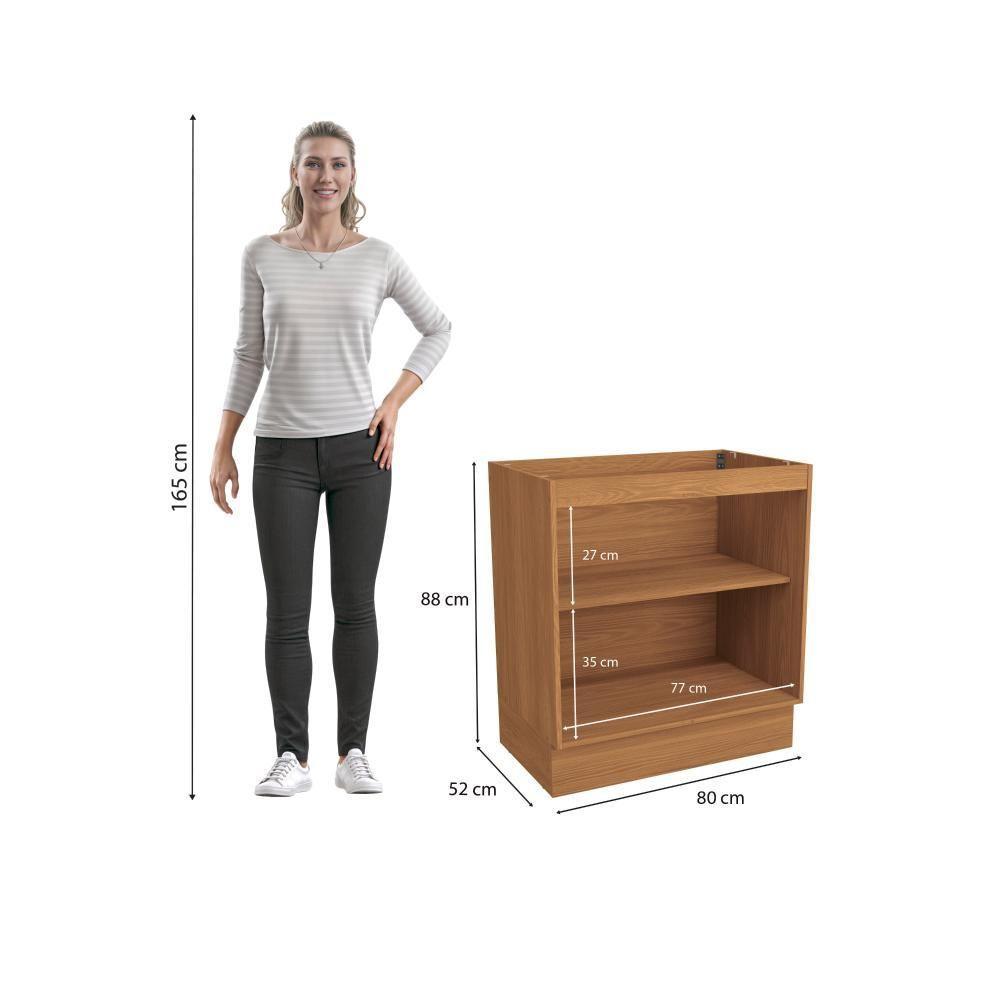 Balcão Kappesberg Pixel 2 Portas Canela/cinza Sagrado 80cm - 7