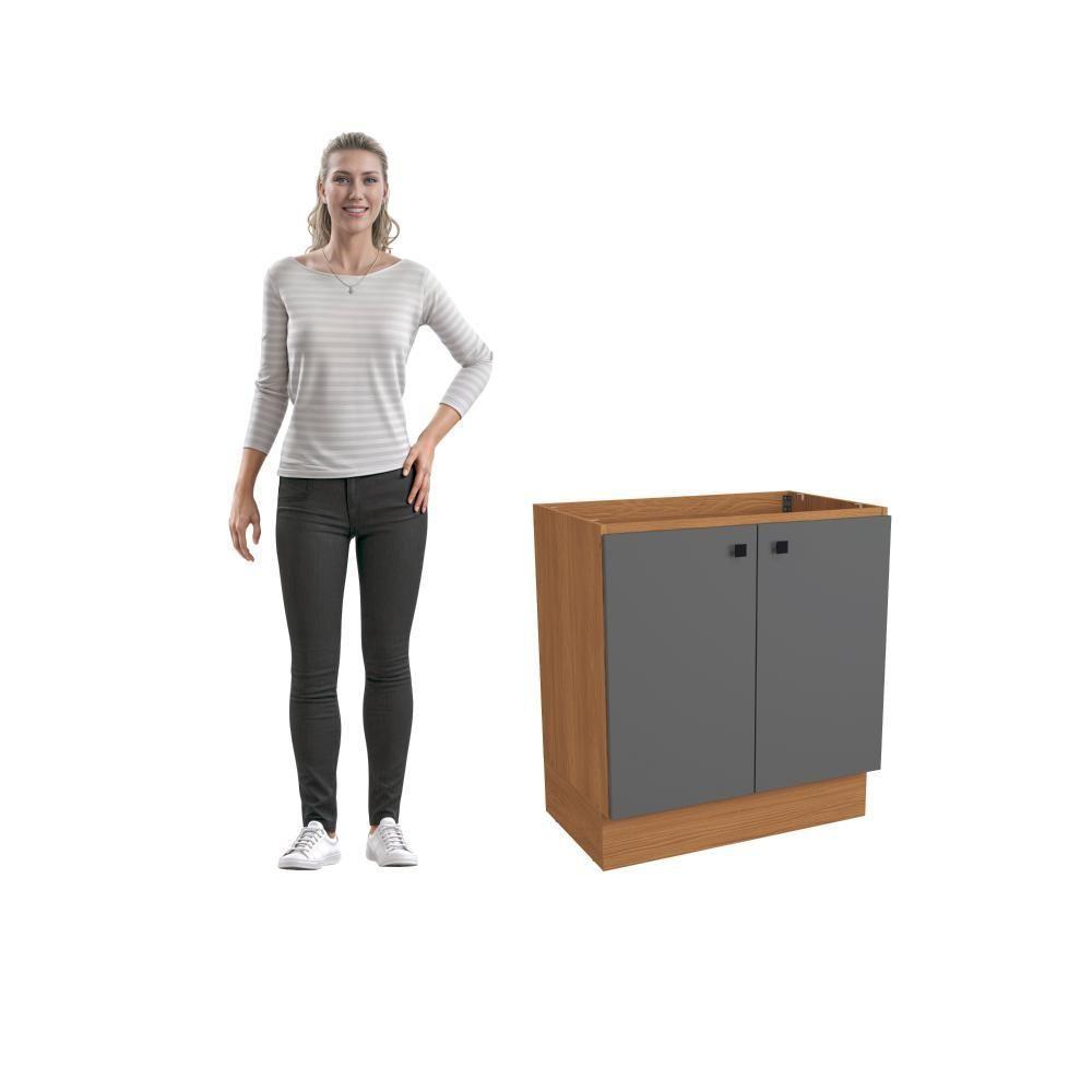 Balcão Kappesberg Pixel 2 Portas Canela/cinza Sagrado 80cm - 8