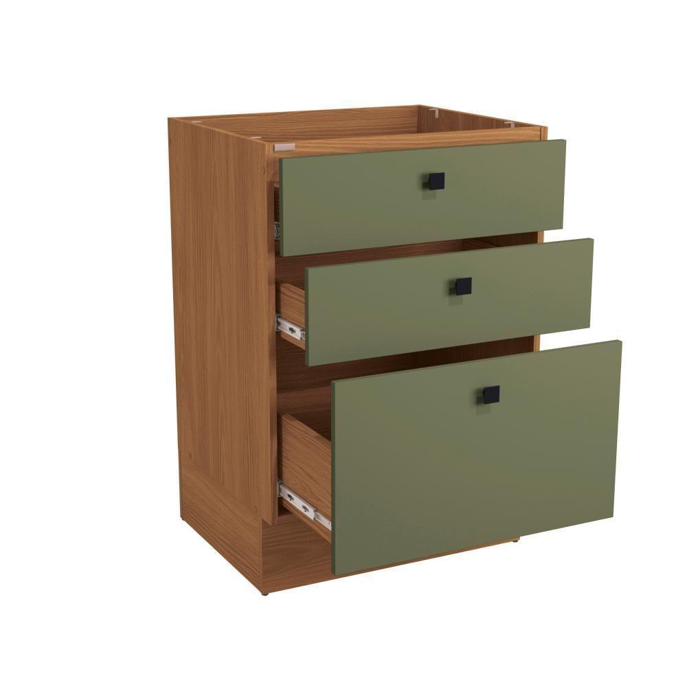 Balcão 3 Gavetas Kappesberg Pixel Canela/verde Frevo 60cm - 2