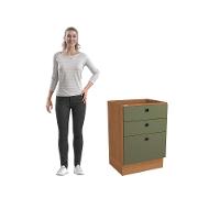 Balcão 3 Gavetas Kappesberg Pixel Canela/verde Frevo 60cm - 7