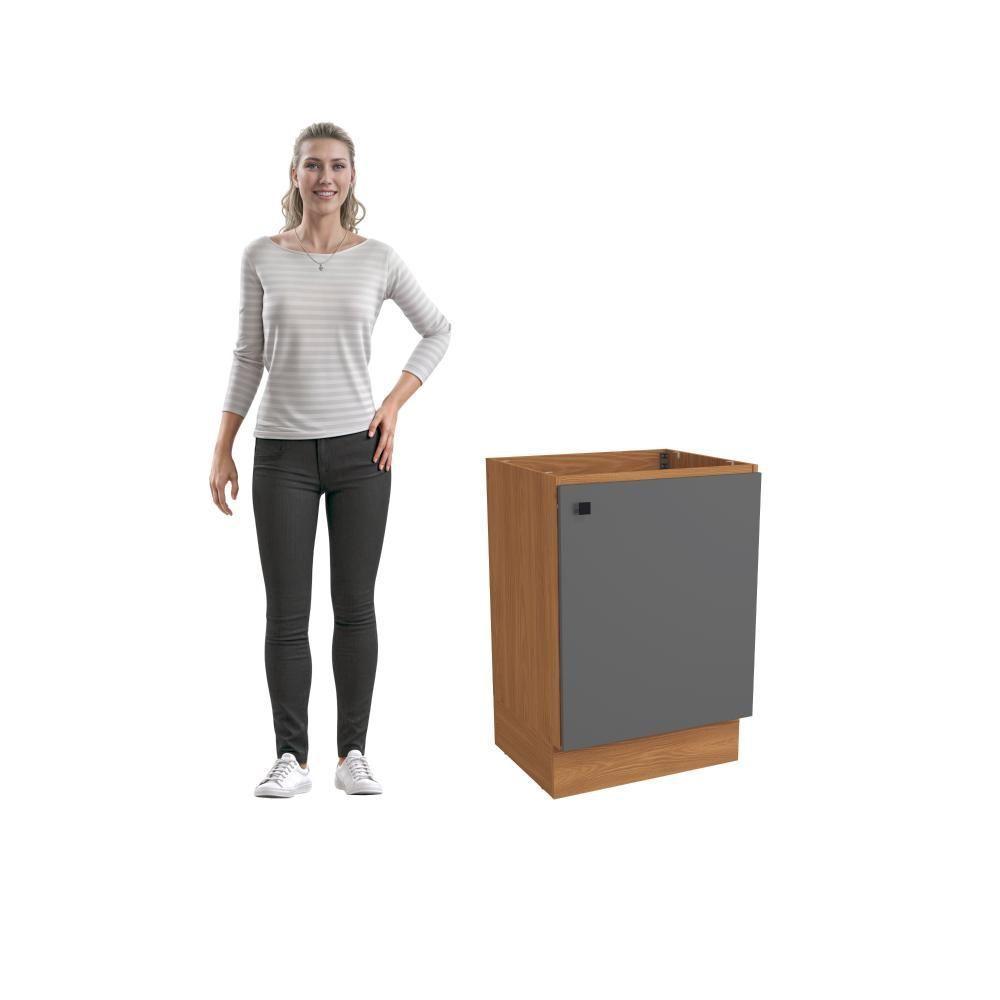 Balcão Kappesberg Pixel 1 Porta Canela/cinza Sagrado 60cm - 8