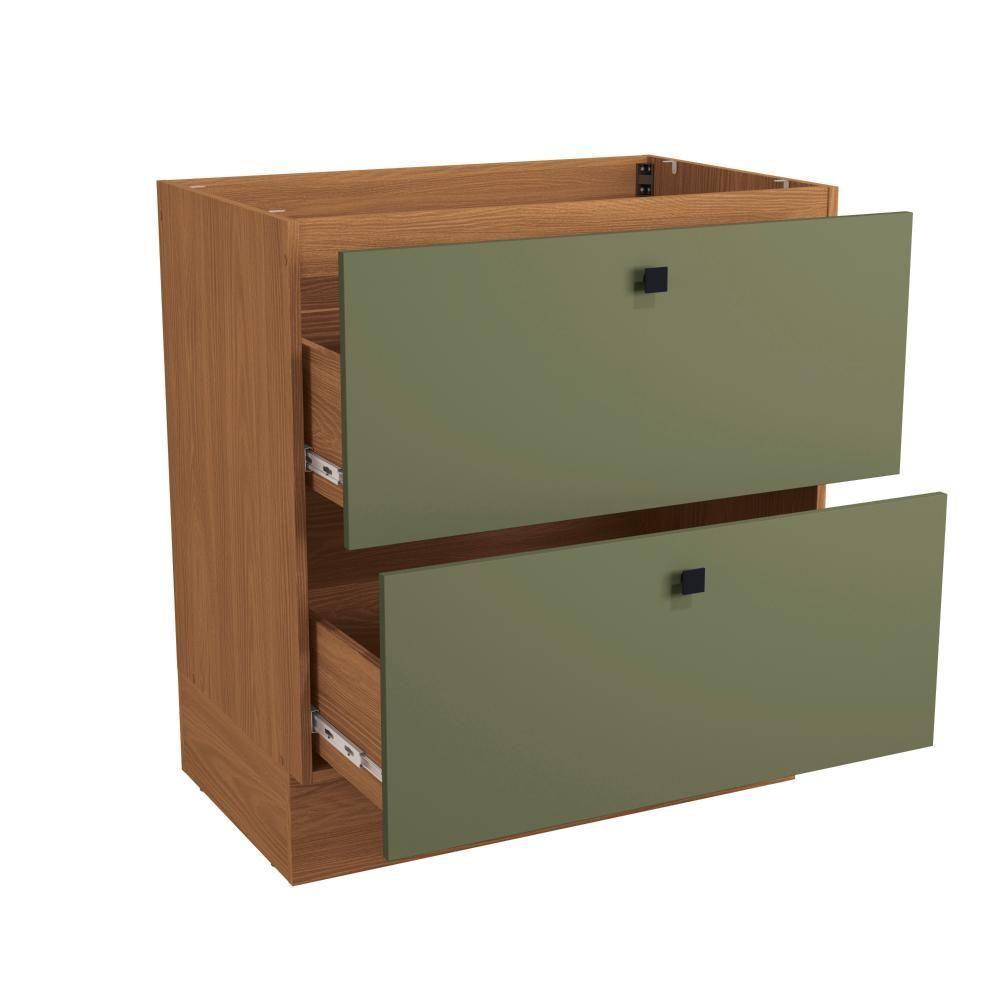 Balcão 2 Gavetas Kappesberg Pixel Canela/verde Frevo 80cm - 2
