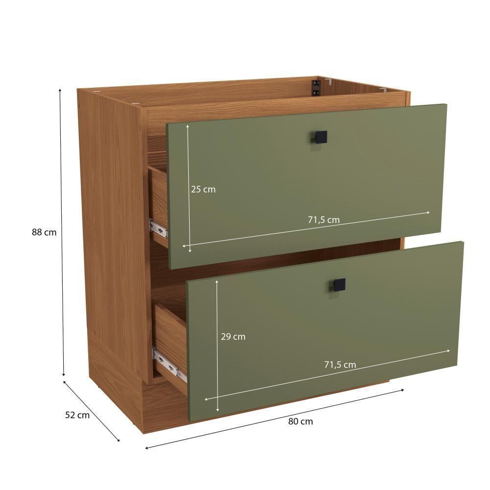 Balcão 2 Gavetas Kappesberg Pixel Canela/verde Frevo 80cm - 3