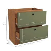 Balcão 2 Gavetas Kappesberg Pixel Canela/verde Frevo 80cm - 3