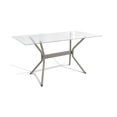 Mesa Loire Níquel Com Tampo De Vidro Incolor 1,50m