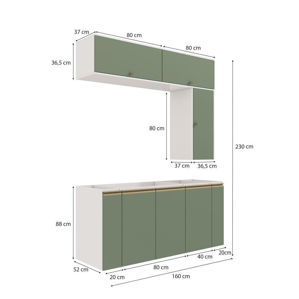 Conjunto Para Banheiro Kappesberg Celeste 7 Peças Branco/verde 160cm - 4