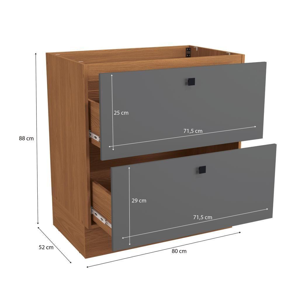 Balcão 2 Gavetas Kappesberg Pixel Canela/cinza Sagrado 80cm - 2