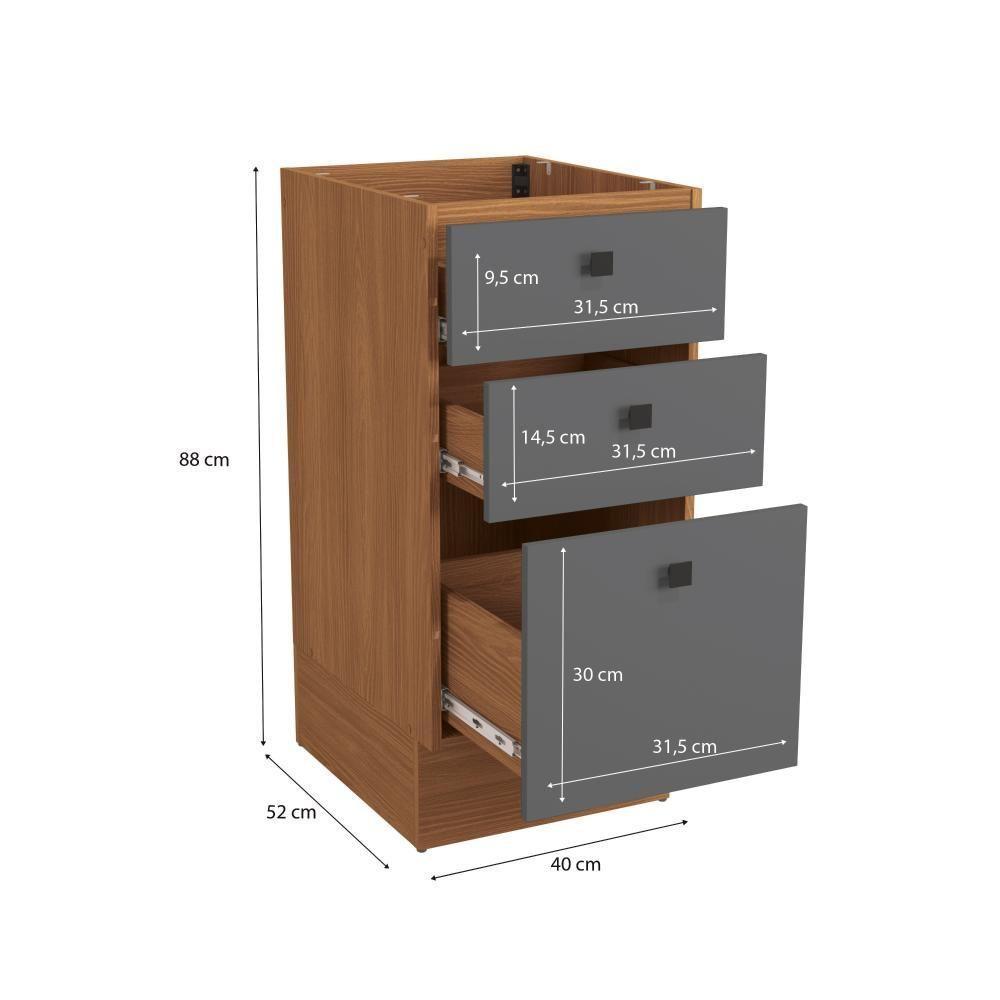 Balcão 3 Gavetas Kappesberg Pixel Canela/cinza Sagrado 40cm - 2