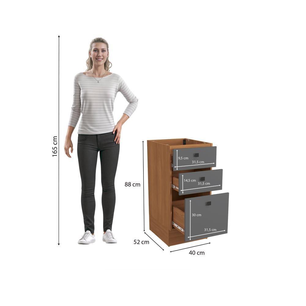 Balcão 3 Gavetas Kappesberg Pixel Canela/cinza Sagrado 40cm - 8