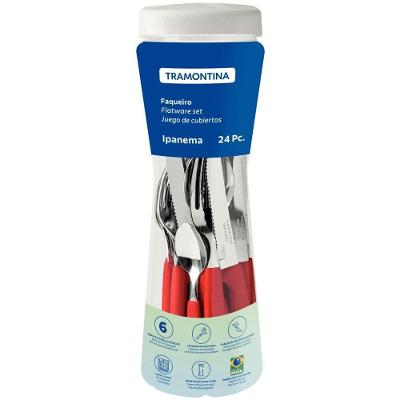 Faqueiro Em Inox Ipanema C- 24 Peças - Vermelho - Tramontina