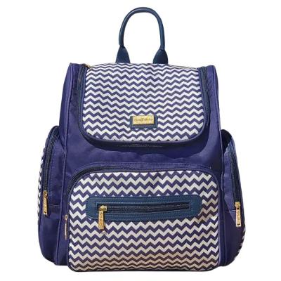 Mochila Maternidade Chevron Baby Premium Azul Marinho