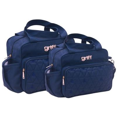 Kit Bolsas Maternidade Triângulo Baby Premium Azul Marinho