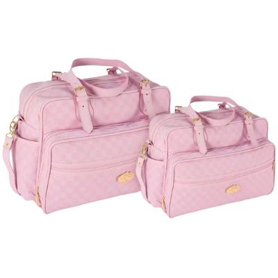 Kit Bolsas Maternidade Xadrez Baby Elegance Rosa