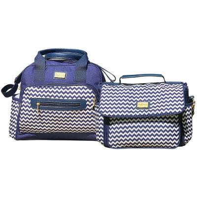 Kit Bolsas Maternidade Baby Chevron Elegance Azul Marinho