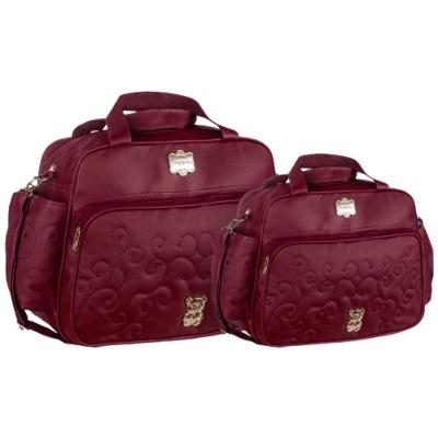Kit Bolsas Maternidade Baby Ursinho Premium Vinho