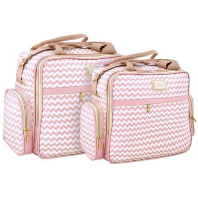 Kit Bolsas Maternidade Passeio Baby Chevron Rosa