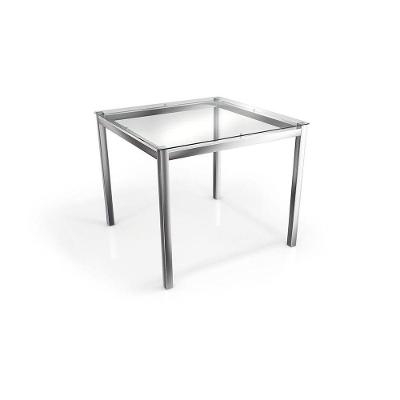 Mesa Reno Cromada Com Tampo De Vidro Incolor 90cm