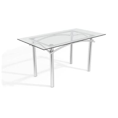 Mesa Elba Cromada Com Tampo De Vidro Incolor 1,50m