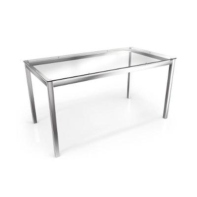 Mesa Reno Cromada Com Tampo De Vidro Incolor 1,50m