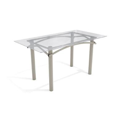 Mesa Elba Níquel Com Tampo De Vidro Incolor 1,50m