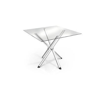 Mesa Volga Cromada Com Tampo De Vidro Incolor 90cm