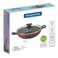 Wok Tramontina Loreto Antiaderente Tampa de Vidro Vermelha - 3