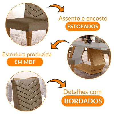 Mesa De Jantar 6 Lugares Retangular Rufato Alvorada Londrina Vel. Capuccino Off White Imbuia