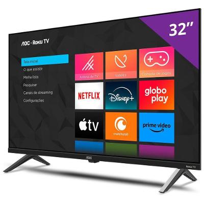 TV Smart AOC 32 HD Roku S5045/78G 3 HDMI 1USB Preto Bivolt