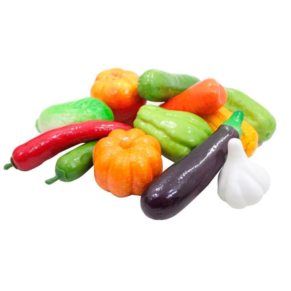 Kit Decoração Legumes Artificiais Isopor E Cesta Rose Inox - 1