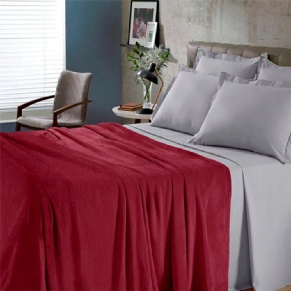 Manta Buettner King ( 2,60cm X 2,80cm ) Microfibra 100% Poliéster Flannel Confort Bordo - 2