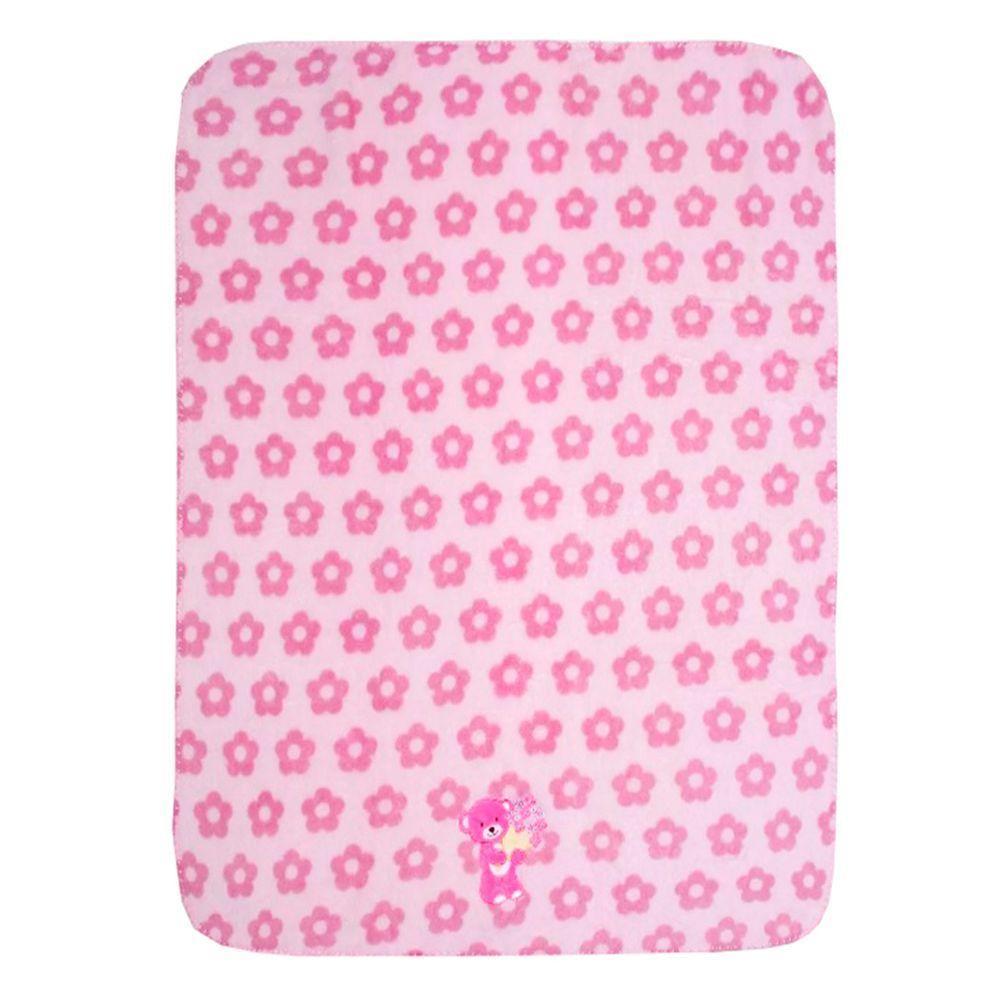 Manta Berço Buettner Baby Estampada Microfibra Bordado Carinhosa 80cmx100m Rosa - 3