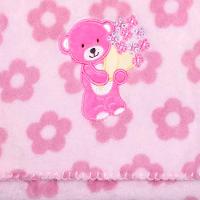 Manta Berço Buettner Baby Estampada Microfibra Bordado Carinhosa 80cmx100m Rosa - 2