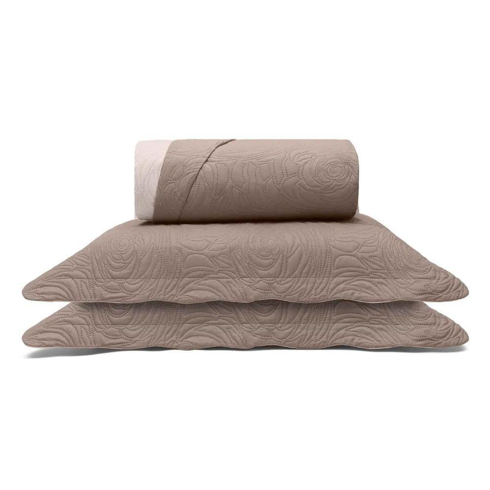 Kit Colcha Buettner Queen Microfibra 100% Poliéster Matelassê Sem Costura Metrópole Maya 3 Peças Bege - 1