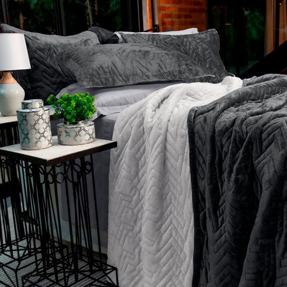 Cobertor Buettner Solteiro Flannel Plush 100% Poliéster Dupla Face 160mx240m Metal Escuro / Metal Claro - 2