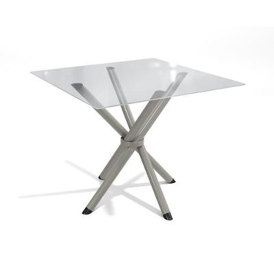 Mesa Volga Níquel Com Tampo De Vidro Incolor 90cm