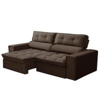 Sofá Retrátil Reclinável 3 Lugares 240Cm Blanches F05 Veludo Marrom - 1