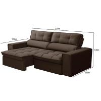 Sofá Retrátil Reclinável 3 Lugares 240Cm Blanches F05 Veludo Marrom - 2