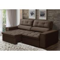 Sofá Retrátil Reclinável 3 Lugares 240Cm Blanches F05 Veludo Marrom - 4