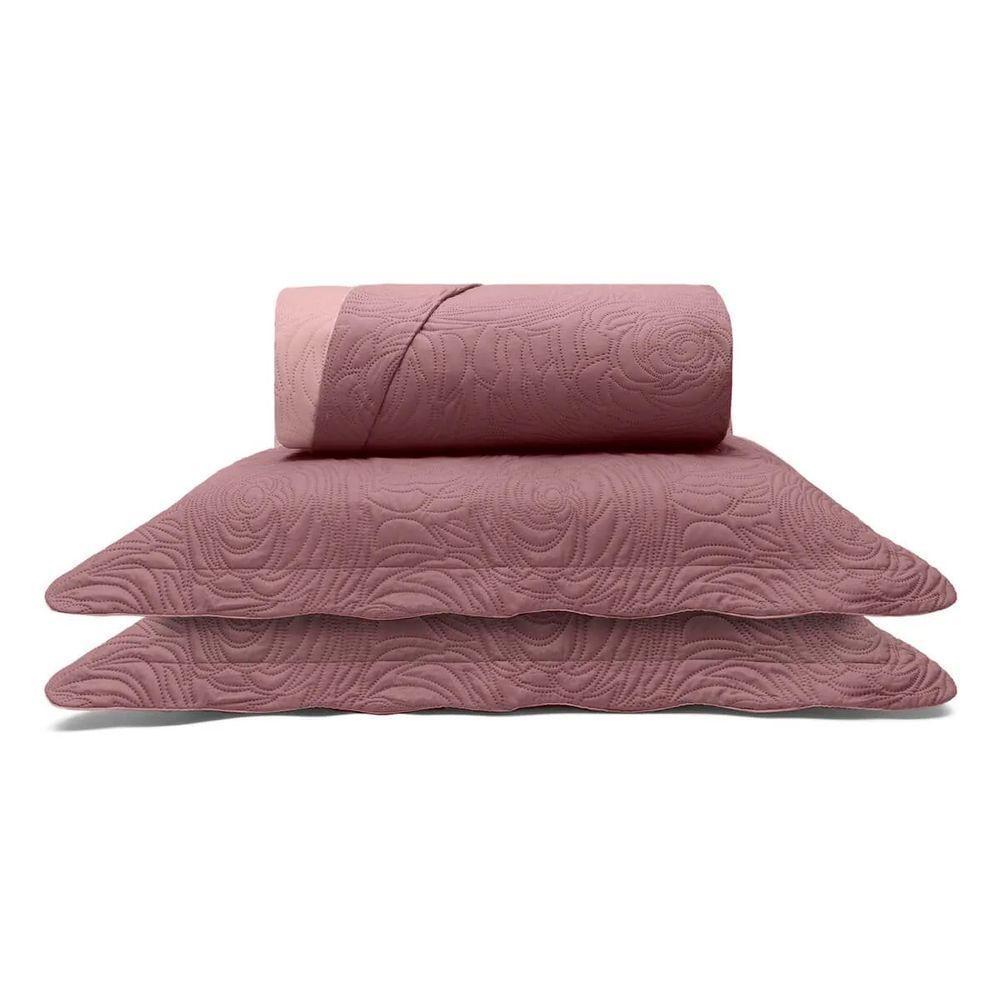 Kit Colcha Buettner Queen Microfibra 100% Poliéster Matelassê Sem Costura Metrópole Maya 3 Peças Rose - 1