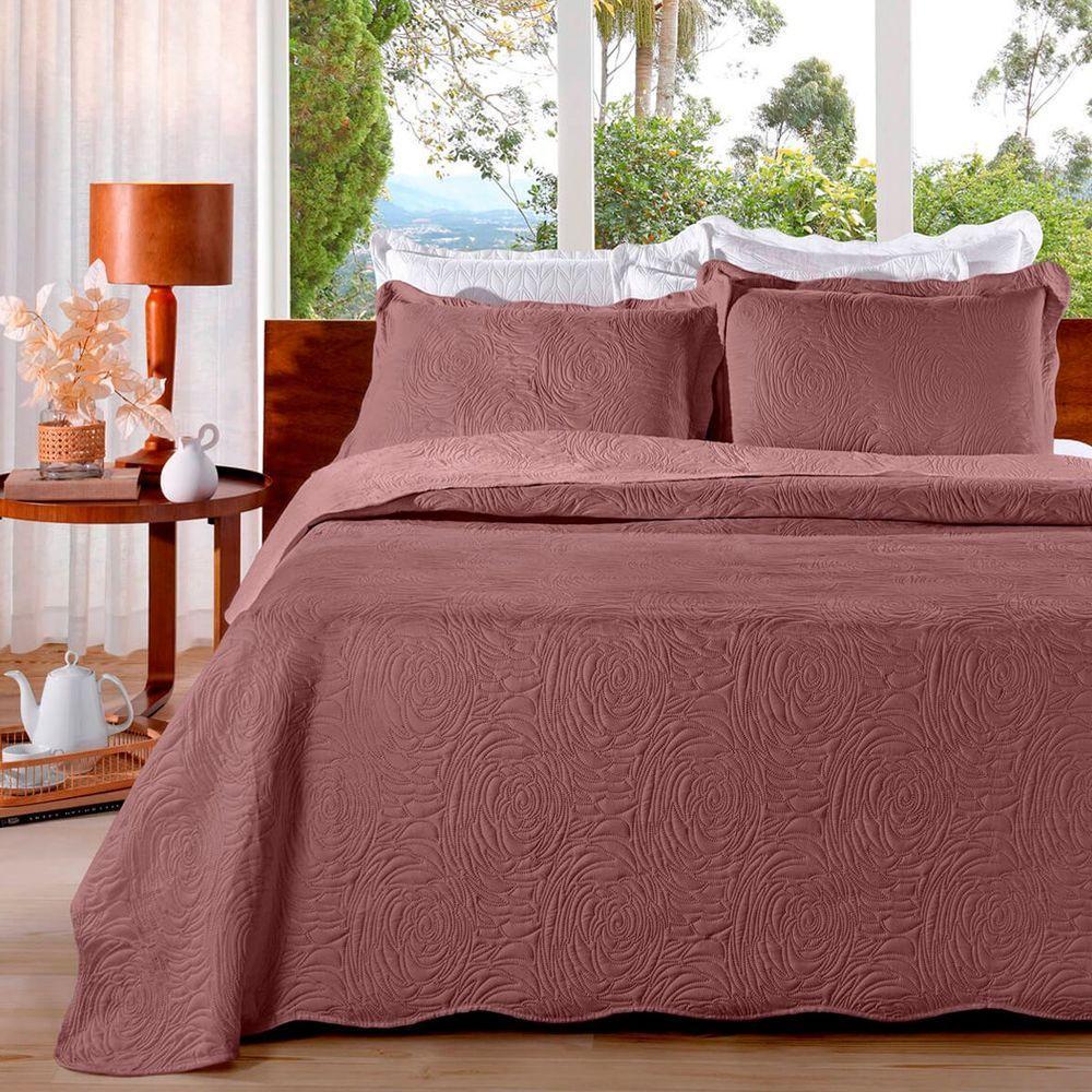 Kit Colcha Buettner Queen Microfibra 100% Poliéster Matelassê Sem Costura Metrópole Maya 3 Peças Rose - 2