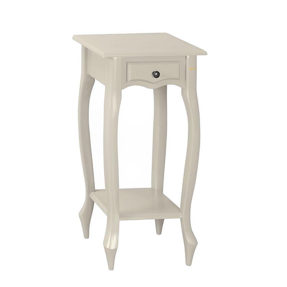 Mesa De Apoio Com Gaveta Falsa E Pé Luiz Xv - Nude Laca - 2