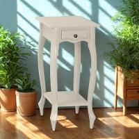 Mesa De Apoio Com Gaveta Falsa E Pé Luiz Xv - Nude Laca - 1